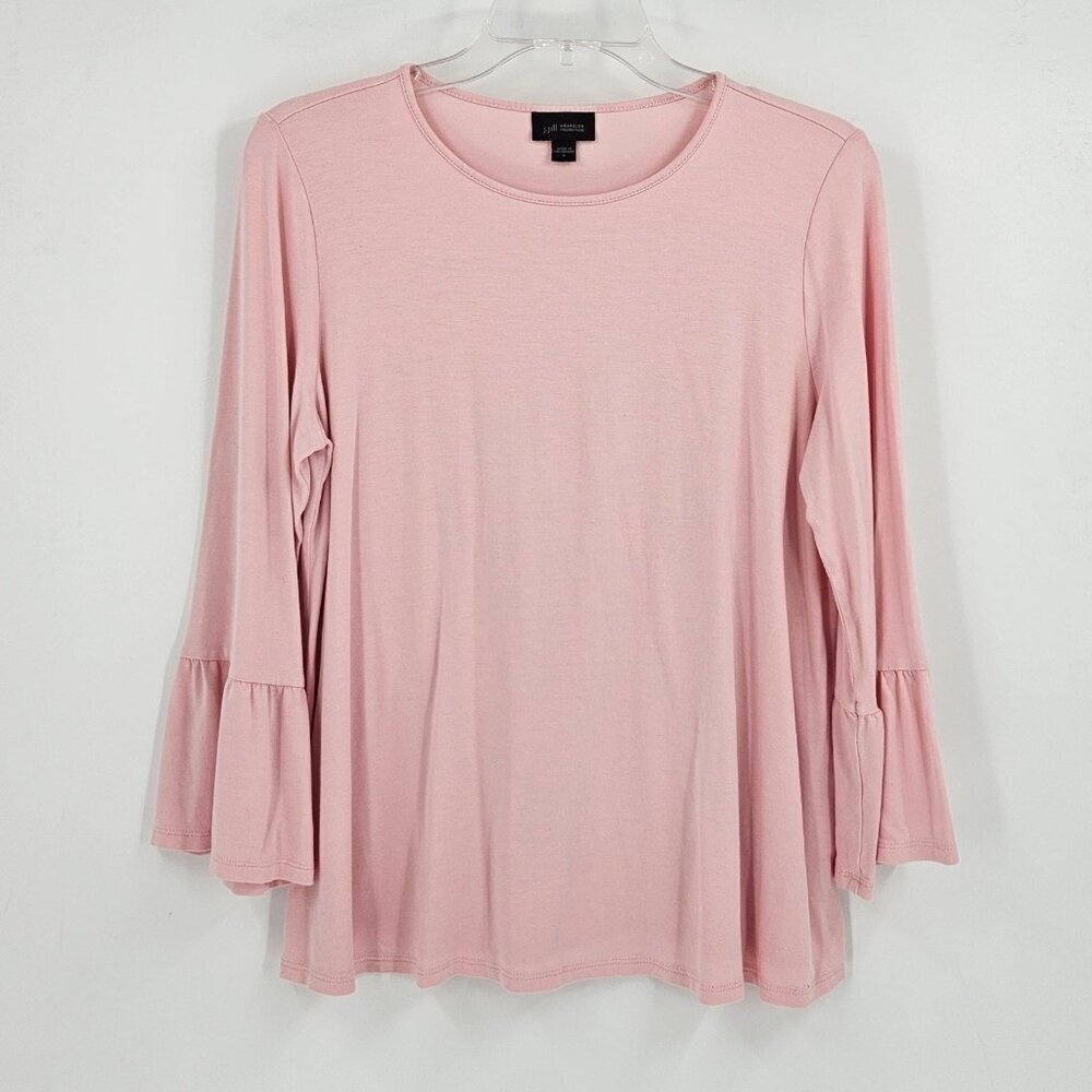 J. Jill Wearever Collection Womens Sz S Pink 3/4 Bell Sleeve Top Stretch Rayon